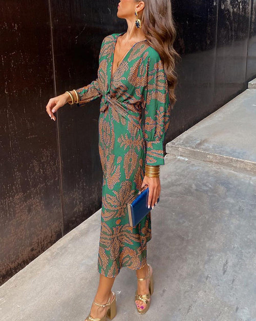 Women's A-Line Formal Wedding Guest Long Dress Printed Elegant Ceremony Long Gown