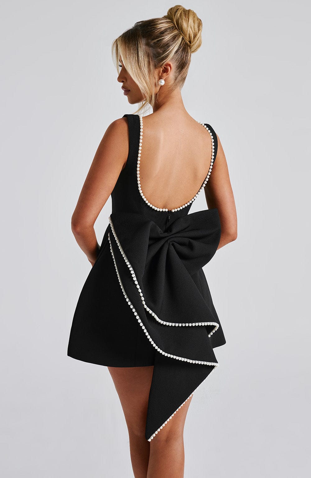 Women's Structured Mini Dress Cocktail Party Bridal Shower Night Out – Amber Pink & Black