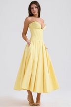 Women's Shaping Corset Midi Party Dress Sweetheart Waist-Cinching Wedding Graduation Formal – Taylor