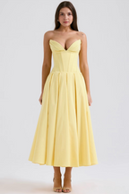 Women's Shaping Corset Midi Party Dress Sweetheart Waist-Cinching Wedding Graduation Formal – Taylor