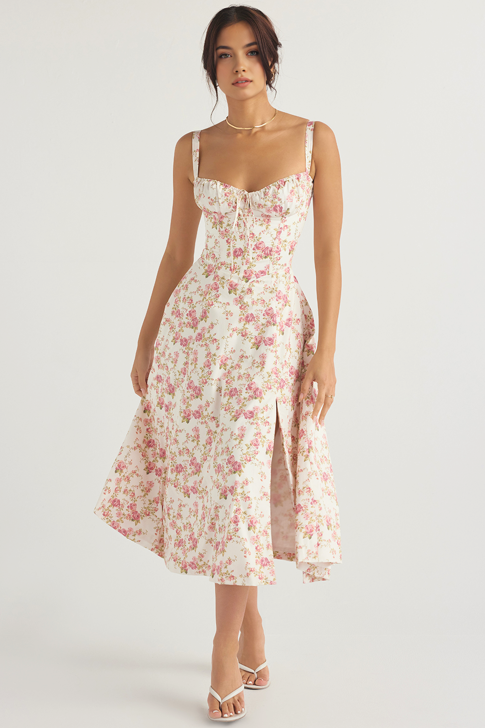 Women's Bustier Midi Dress Sweetheart Neckline Floral Wedding Party Summer Casual Elegant – Mavie