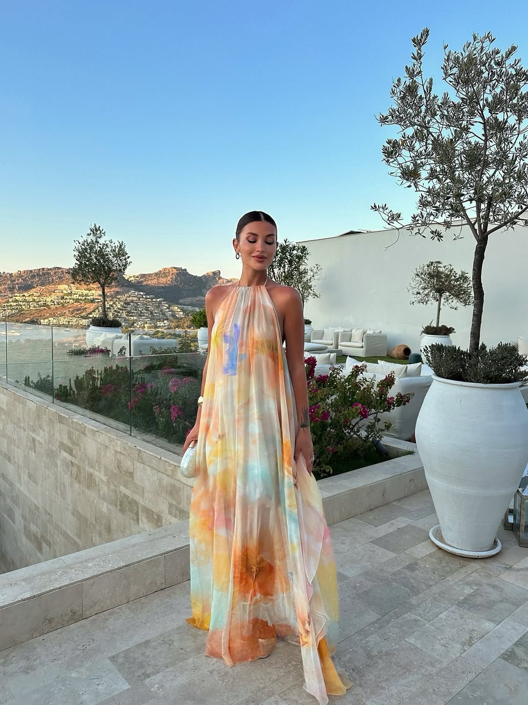 Women's Printed Halter Long Dress Summer Wedding Guest Garden Party Beach Vacation Boho Formal – Corinna