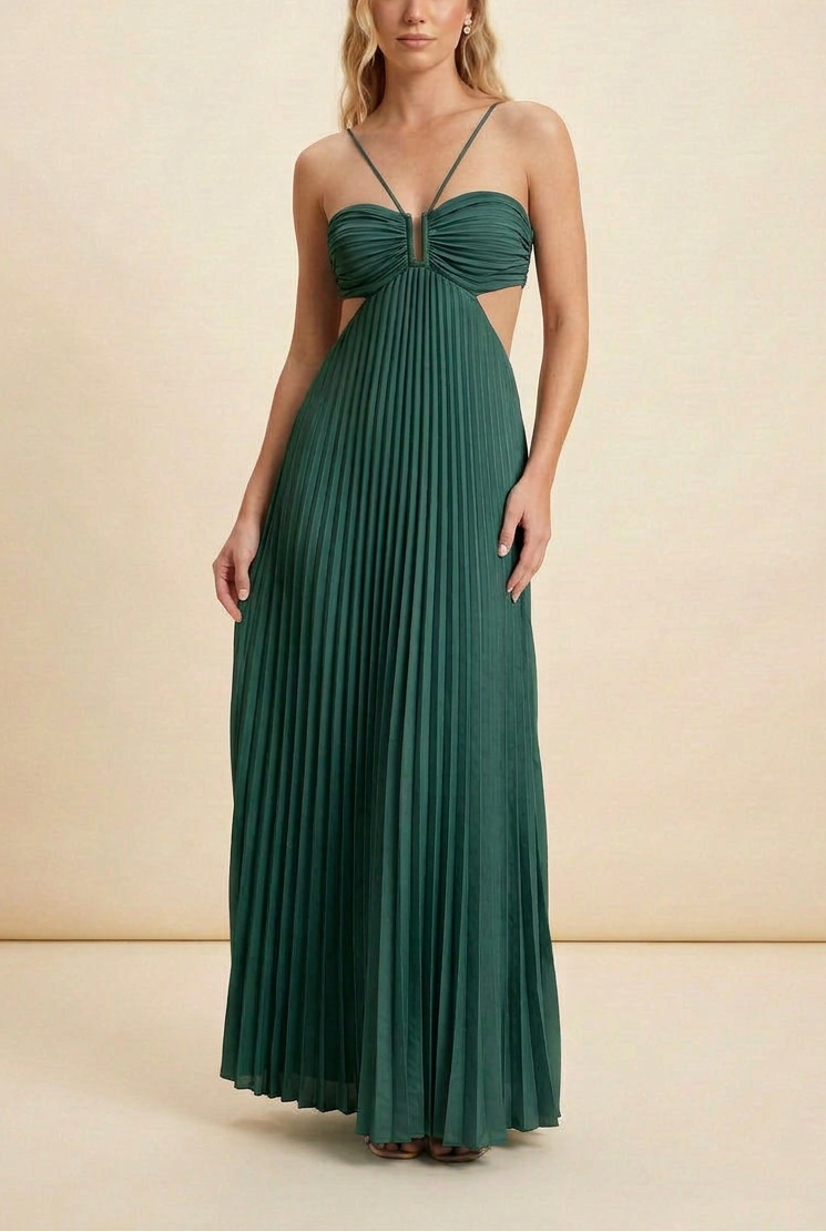 Women's Halter Pleated Long Dress Formal Prom Wedding Guest Gala Ceremony Evening Elegant Backless – Luella