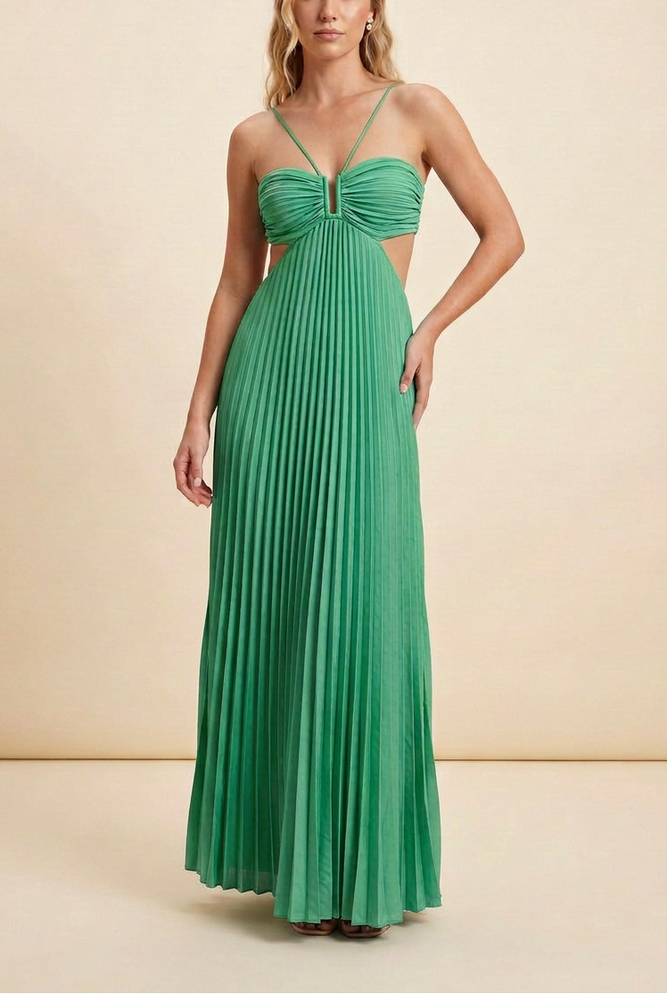 Women's Halter Pleated Long Dress Formal Prom Wedding Guest Gala Ceremony Evening Elegant Backless – Luella