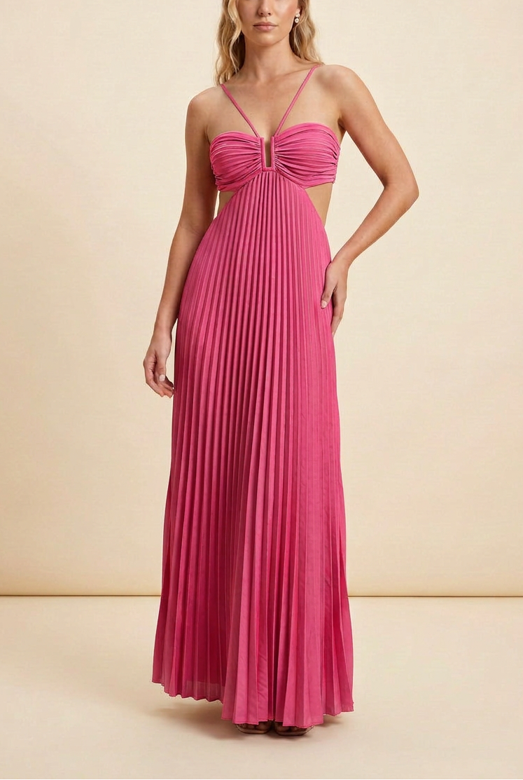 Women's Halter Pleated Long Dress Formal Prom Wedding Guest Gala Ceremony Evening Elegant Backless – Luella