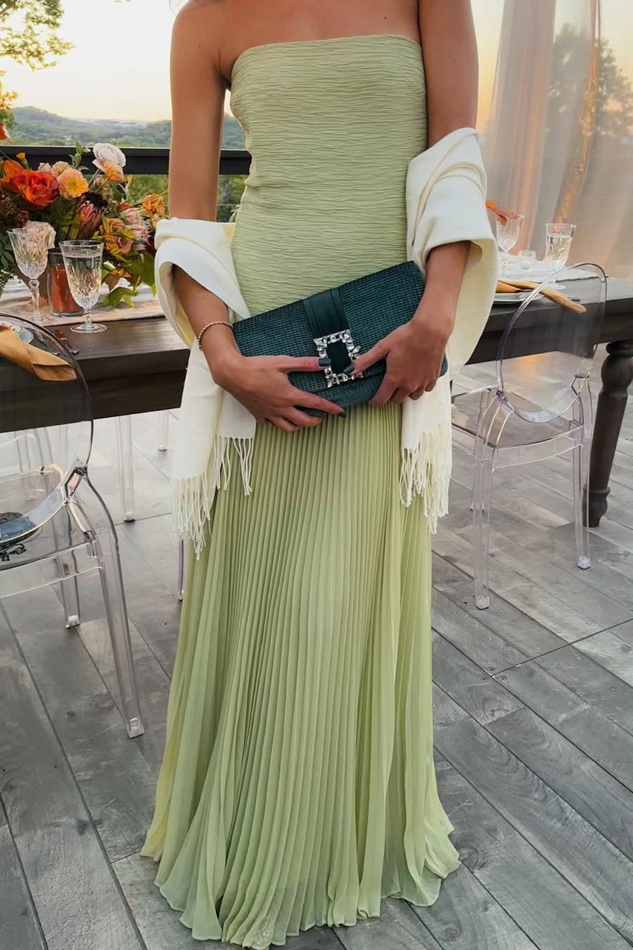 Women's Strapless Drop Waist Long Dress Formal Wedding Guest Garden Party Ceremony Gala Summer Evening – Skyla Sage Green