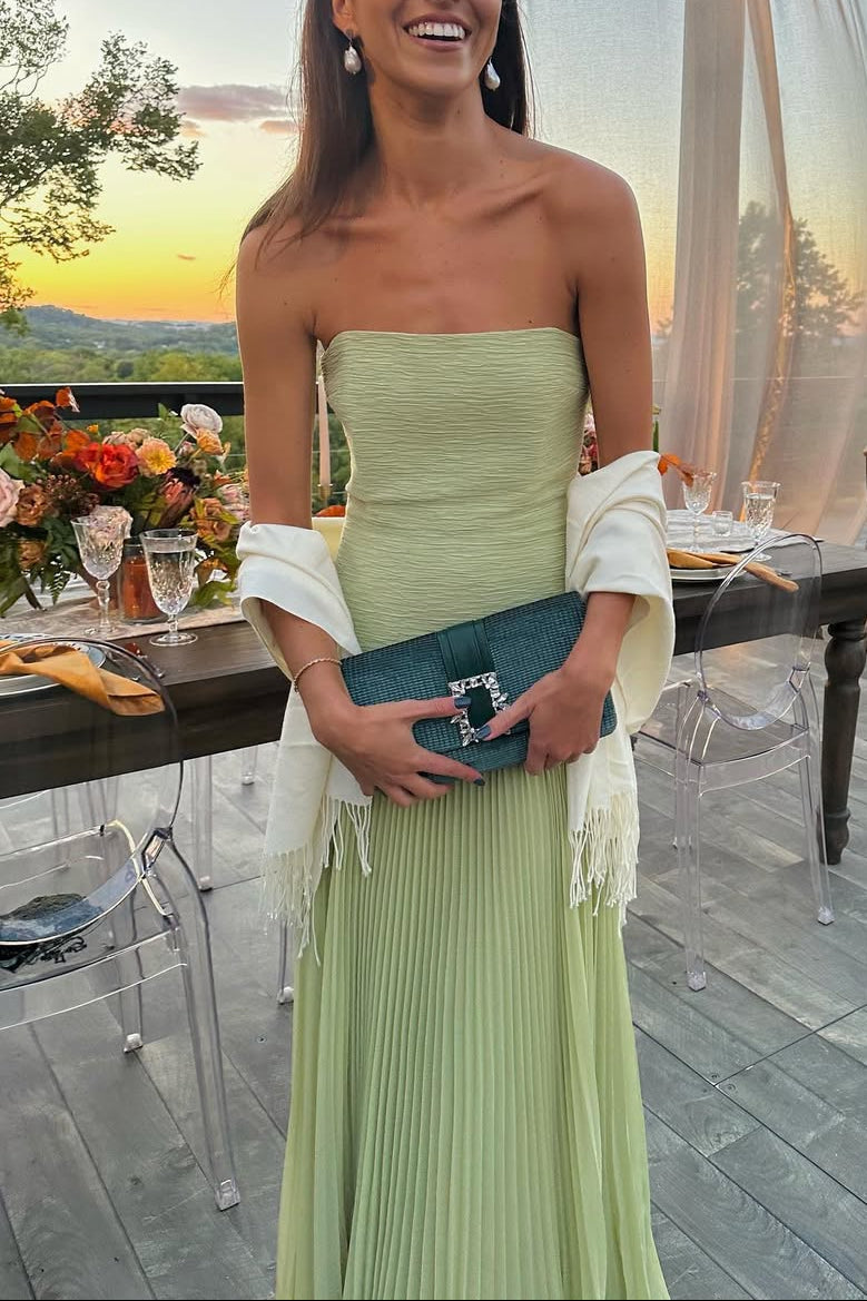 Women's Strapless Drop Waist Long Dress Formal Wedding Guest Garden Party Ceremony Gala Summer Evening – Skyla Sage Green