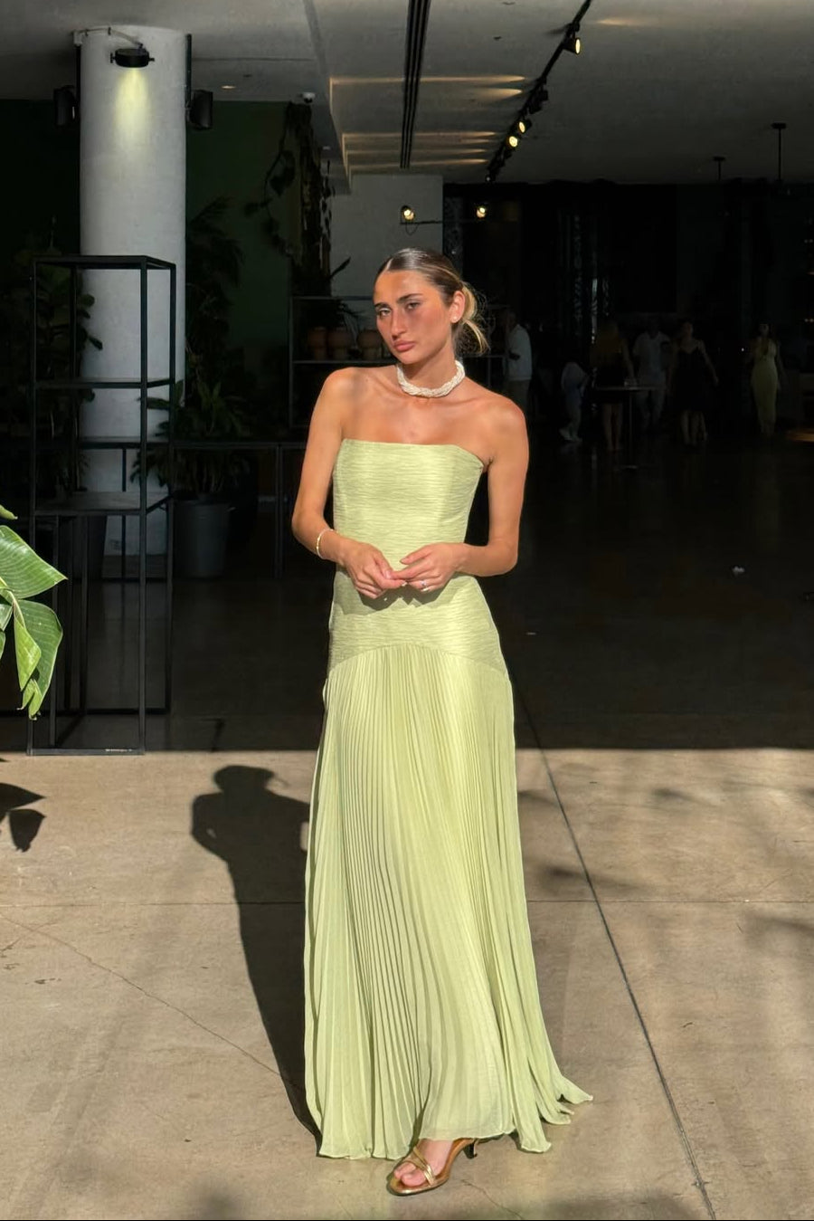 Women's Strapless Drop Waist Long Dress Formal Wedding Guest Garden Party Ceremony Gala Summer Evening – Skyla Sage Green