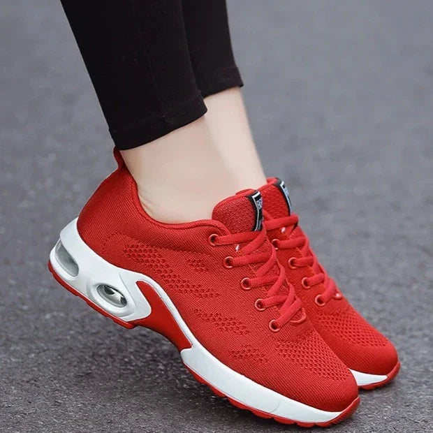 Womens Sneakers with Air Cushion Sole and Knit Upper
