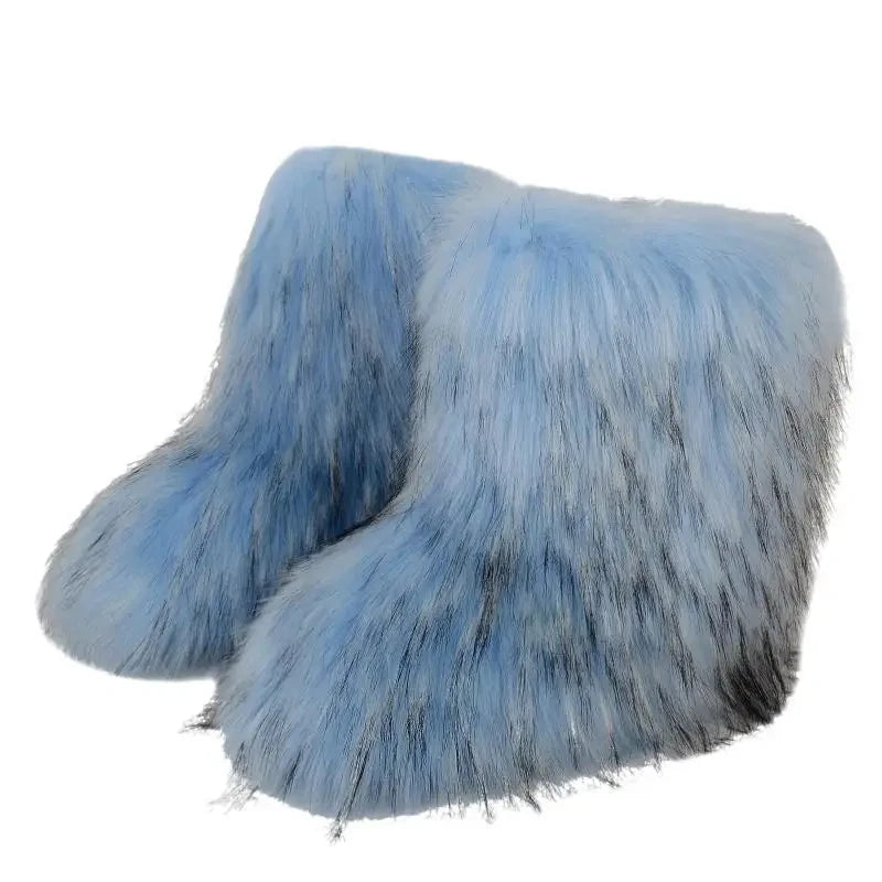 Women's Fur Boots – Fluffy Faux Fur Ankle