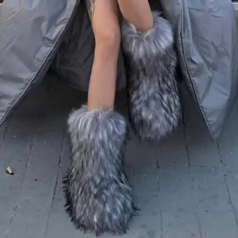 Women's Fur Boots – Fluffy Faux Fur Ankle