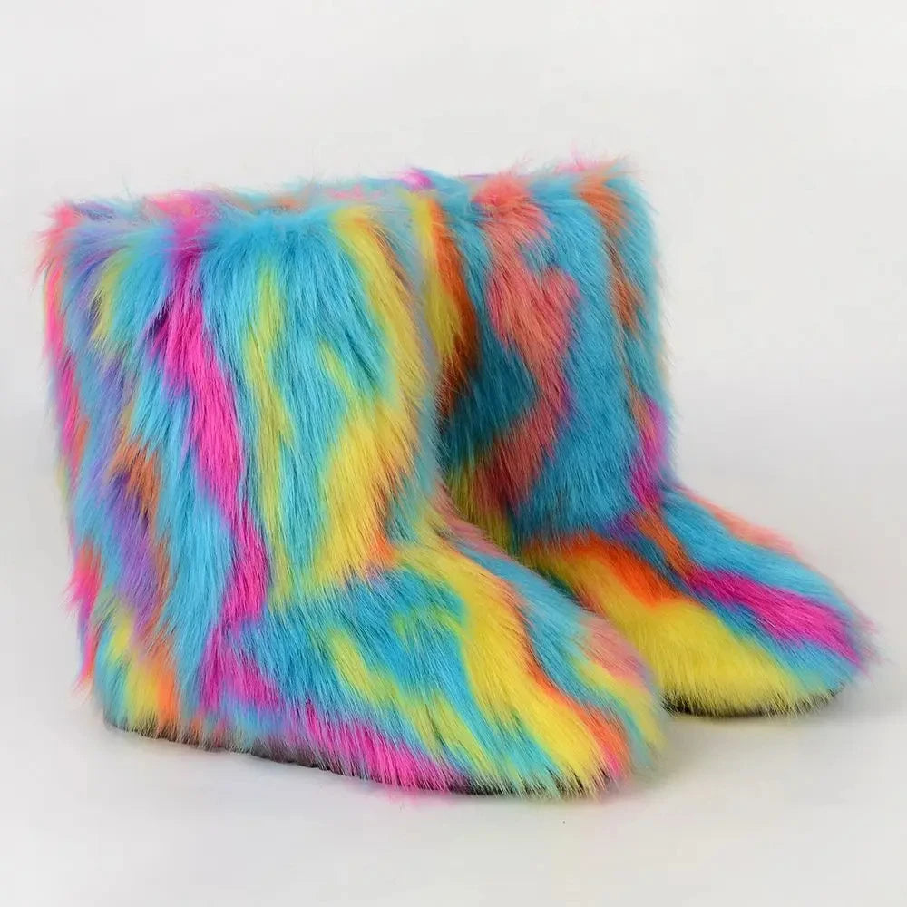Women's Fur Boots – Fluffy Faux Fur Ankle