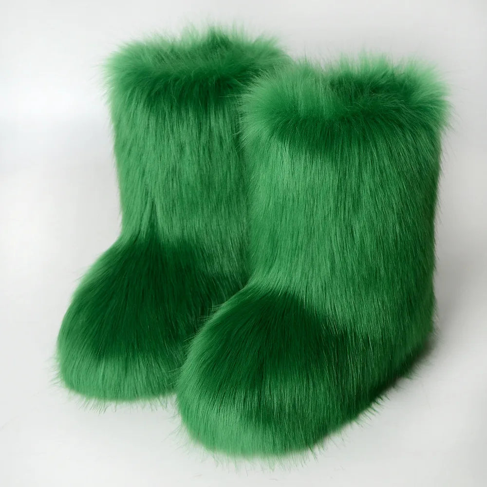 Women's Fur Boots – Fluffy Faux Fur Ankle