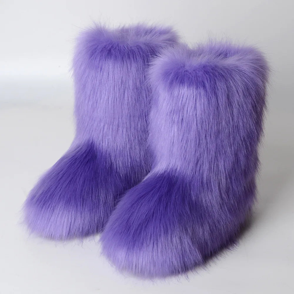 Women's Fur Boots – Fluffy Faux Fur Ankle