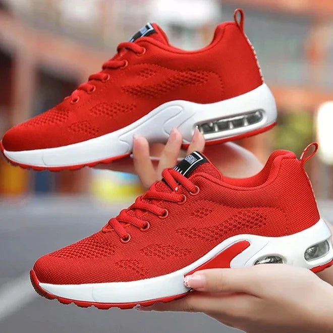 Womens Sneakers with Air Cushion Sole and Knit Upper