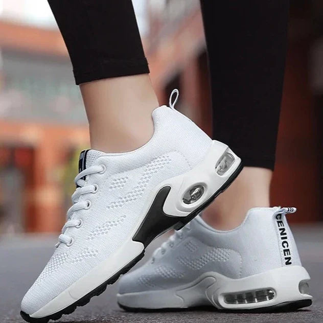 Womens Sneakers with Air Cushion Sole and Knit Upper