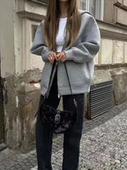 Zip Up Hoodie – Oversized Fleece-Look Sweatshirt with Full-Length Zipper