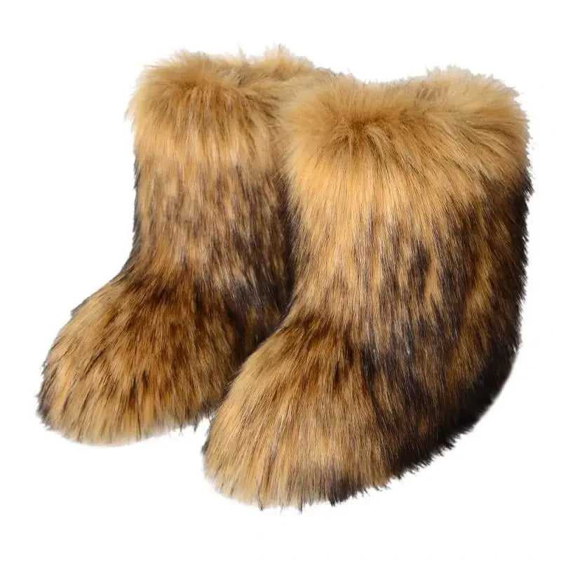 Women's Fur Boots – Fluffy Faux Fur Ankle