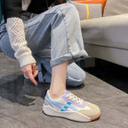 White Sneakers Women – Chunky Platform Lace-Up with Contrast Stripe Detail