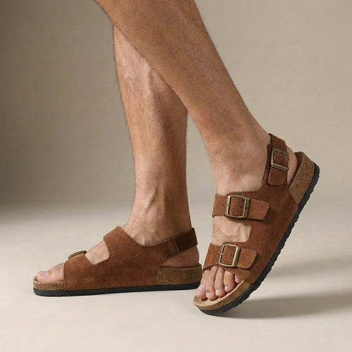 Men's Orthopedic Cork Sole Buckle Slingback Sandals Adjustable Strap Casual Summer Shoes – Simon