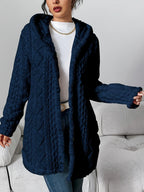 Cardigan with Hood – Textured Fleece-Like Open-Front Coat