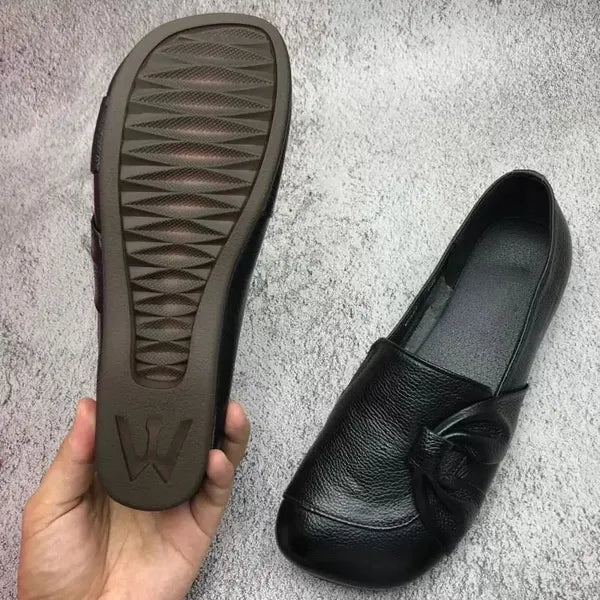 Female Loafers Slip-On with Knotted Bow Detail and Round Toe - Lolly 