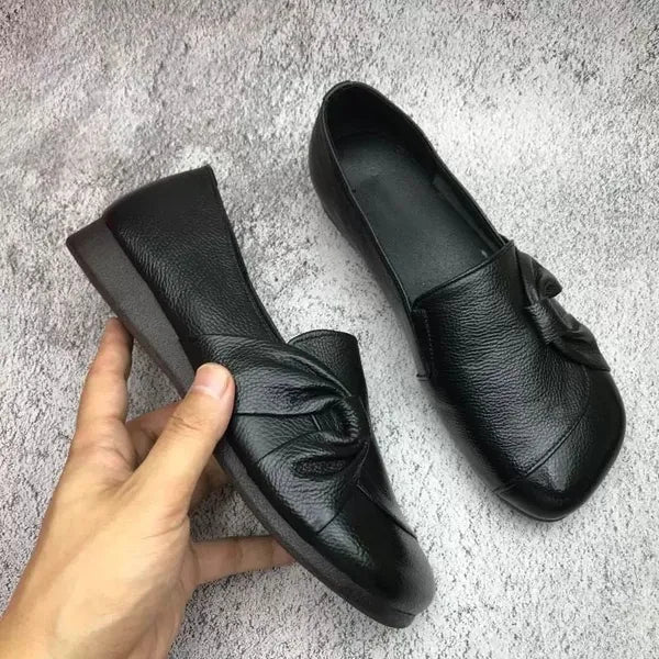 Female Loafers Slip-On with Knotted Bow Detail and Round Toe - Lolly 