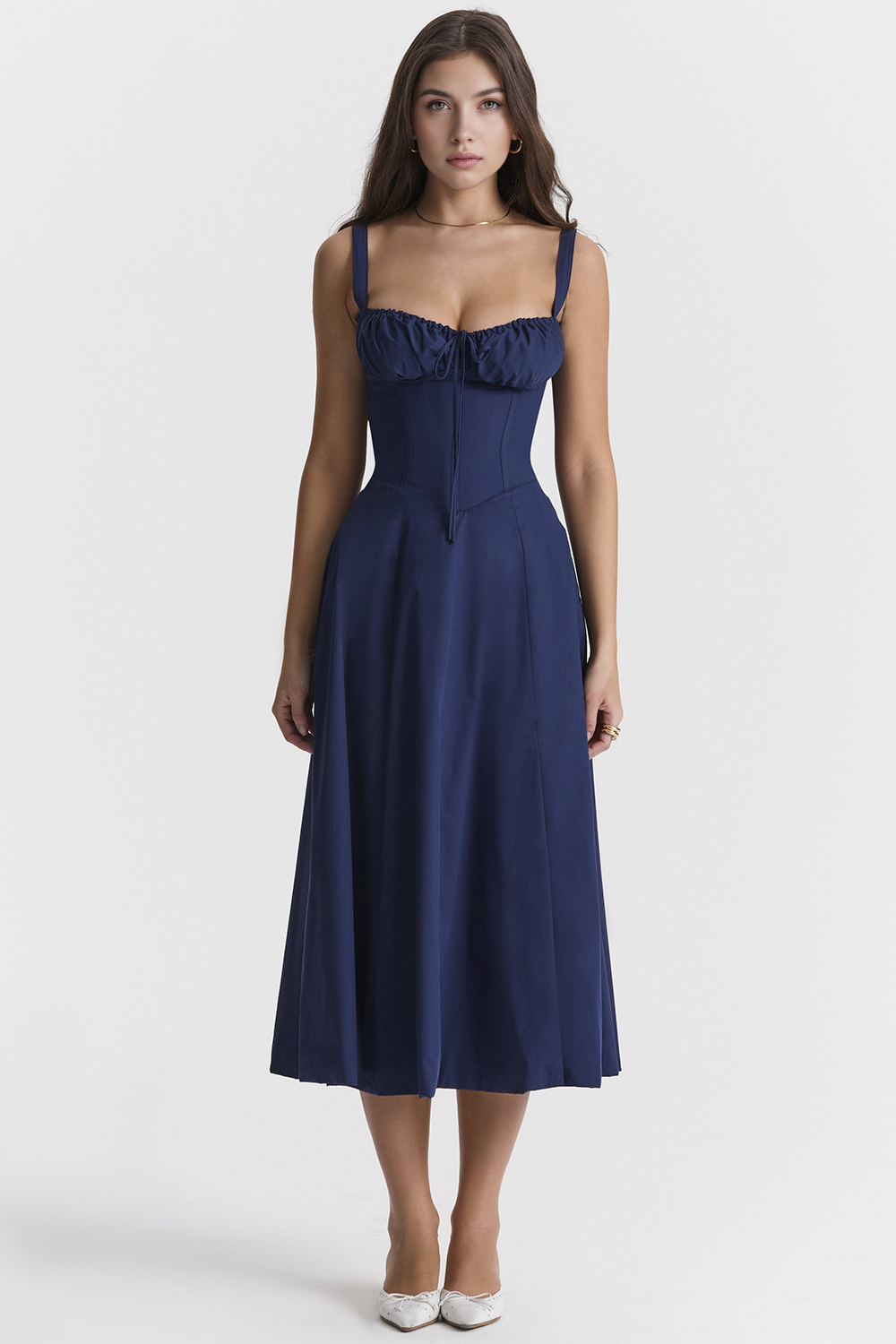 Women's Floral Bustier Midi Dress Sweetheart Neckline Ruffle Detail Wedding Summer Casual – Mavie