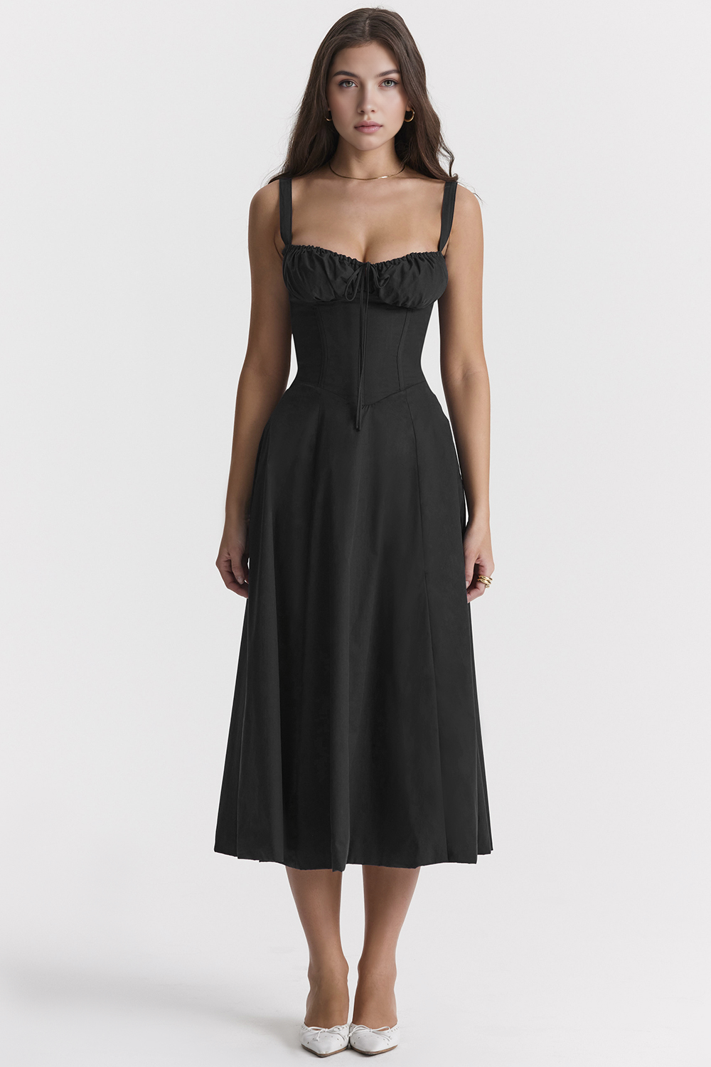 Women's Floral Bustier Midi Dress Sweetheart Neckline Ruffle Detail Wedding Summer Casual – Mavie