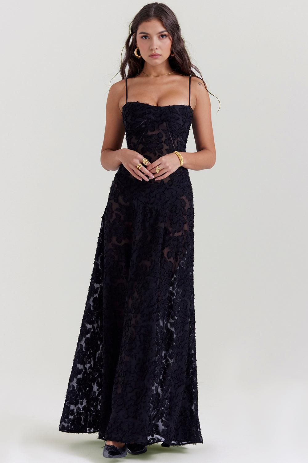 Women's Long Long Dress Square Neckline Fitted Waist Elegant Wedding Bridal Summer Party – Selena