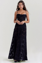 Women's Long Long Dress Square Neckline Fitted Waist Elegant Wedding Bridal Summer Party – Selena