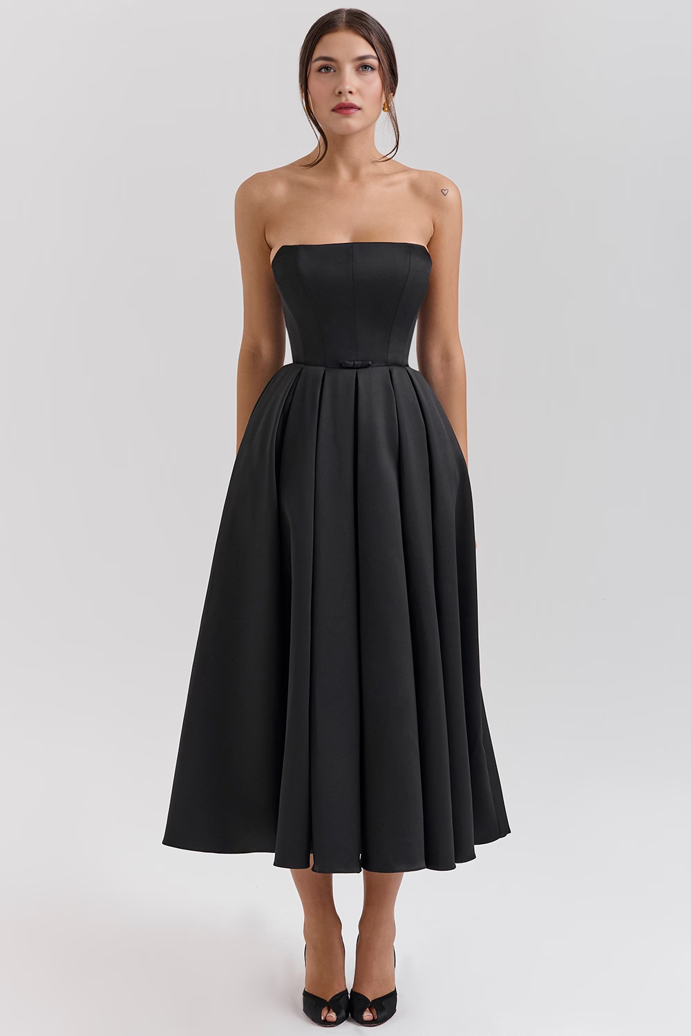 Women's Strapless Bustier Midi Dress Shaping Bodice Wedding Graduation Party Summer Elegant – Celeste
