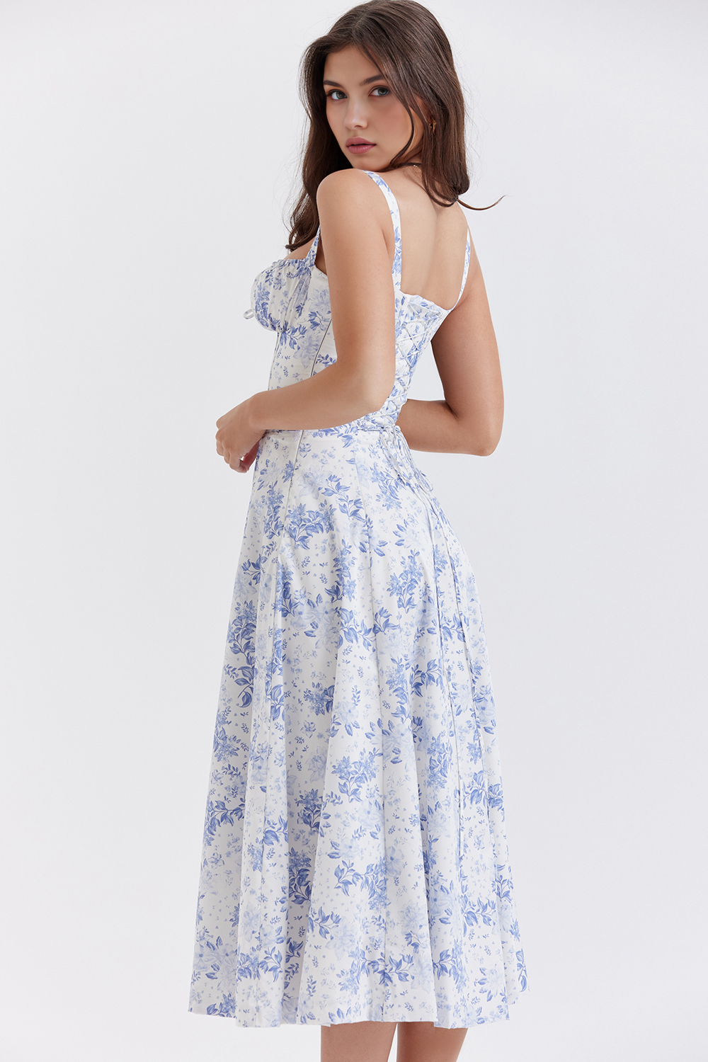 Women's Bustier Midi Dress Sweetheart Neckline Floral Wedding Party Summer Casual Elegant – Mavie