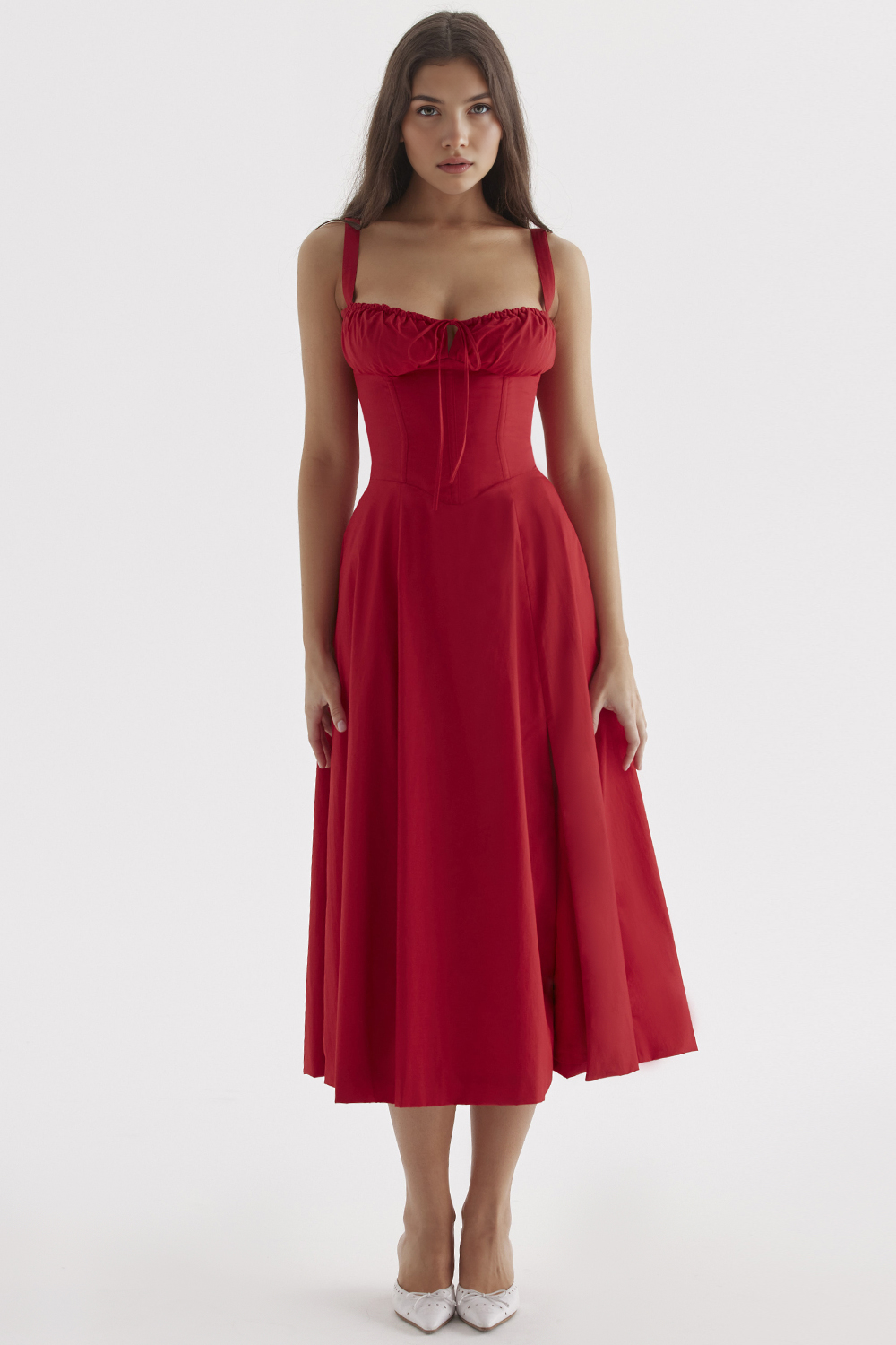 Women's Floral Bustier Midi Dress Sweetheart Neckline Ruffle Detail Wedding Summer Casual – Mavie