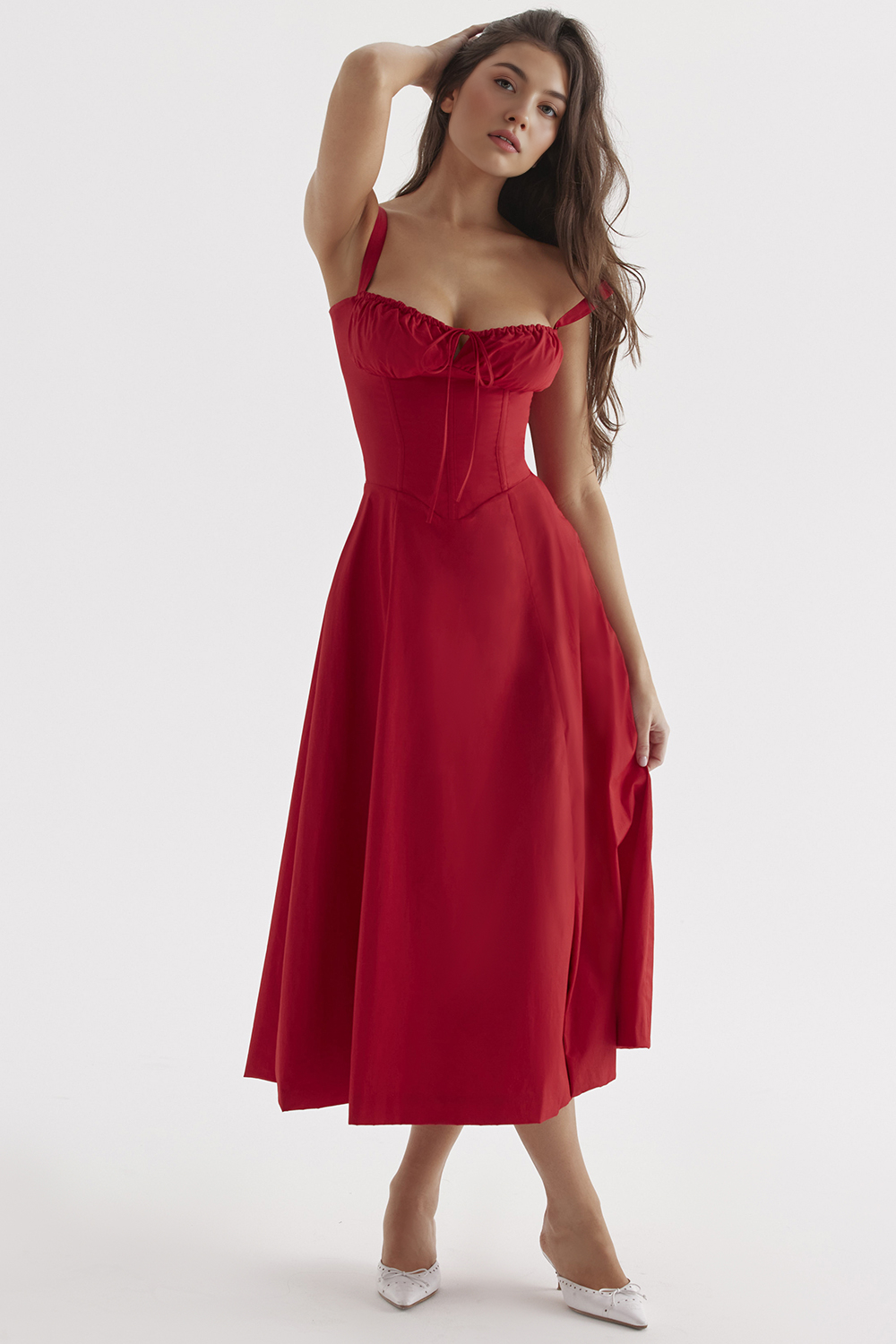 Women's Bustier Midi Dress Sweetheart Neckline Floral Wedding Party Summer Casual Elegant – Mavie