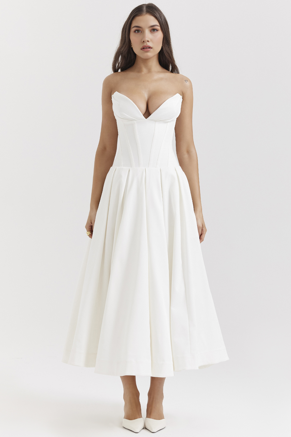 Women's Shaping Corset Midi Party Dress Sweetheart Waist-Cinching Wedding Graduation Formal – Taylor
