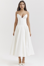 Women's Shaping Corset Midi Party Dress Sweetheart Waist-Cinching Wedding Graduation Formal – Taylor