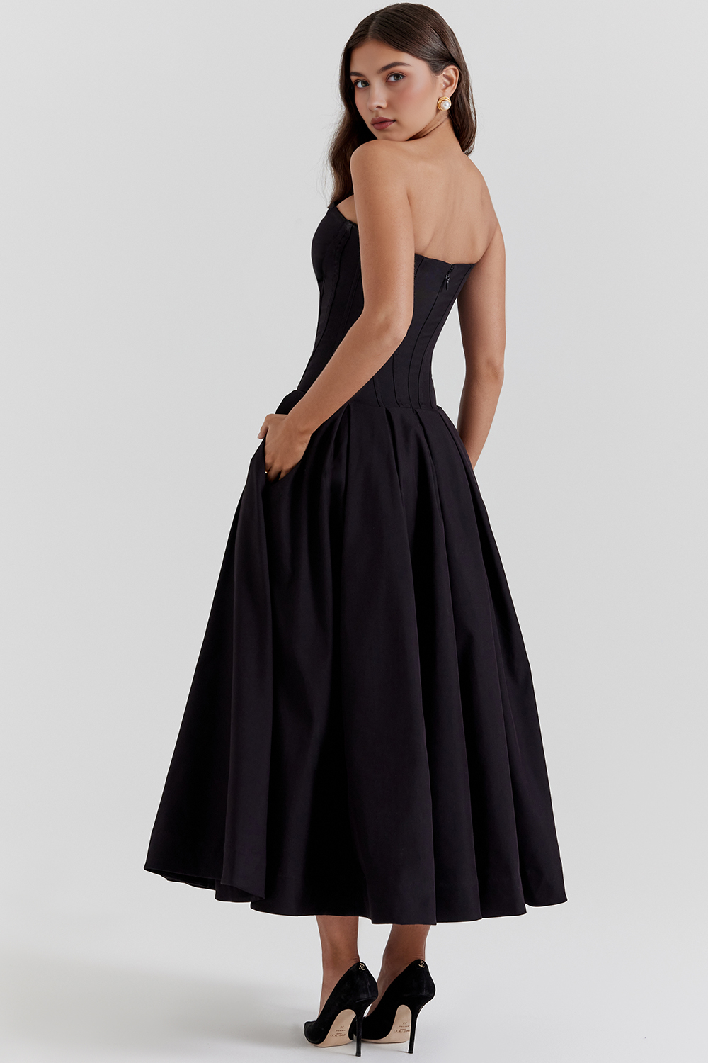 Women's Shaping Corset Midi Party Dress Sweetheart Waist-Cinching Wedding Graduation Formal – Taylor