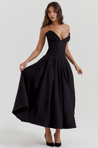 Women's Shaping Corset Midi Party Dress Sweetheart Waist-Cinching Wedding Graduation Formal – Taylor
