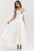 Women's Shaping Corset Midi Party Dress Sweetheart Waist-Cinching Wedding Graduation Formal – Taylor