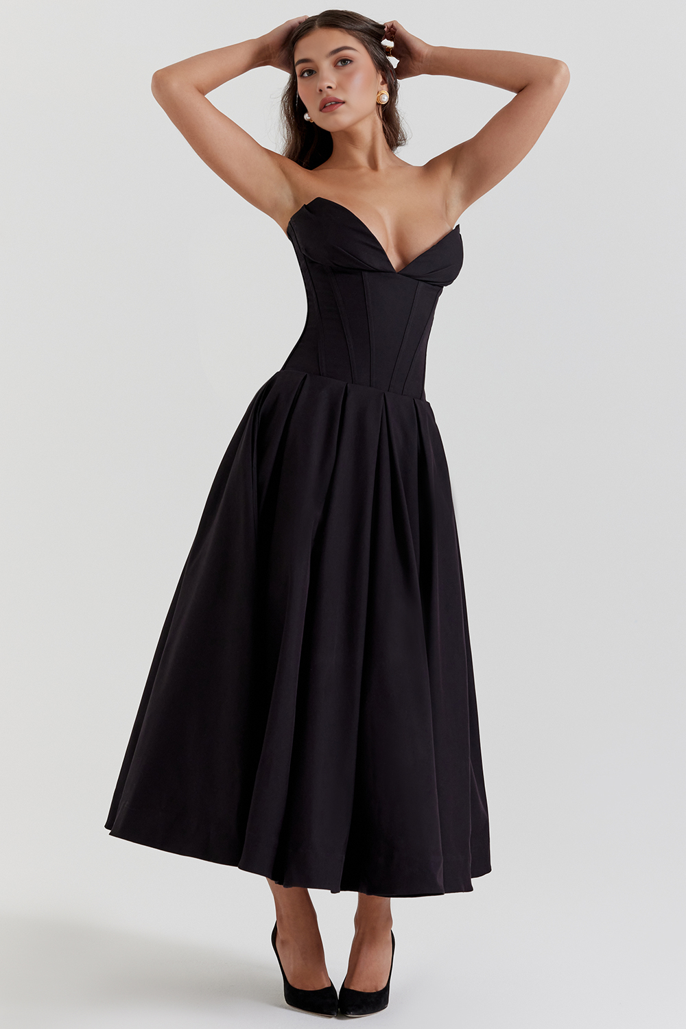 Women's Shaping Corset Midi Party Dress Sweetheart Waist-Cinching Wedding Graduation Formal – Taylor