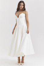 Women's Shaping Corset Midi Party Dress Sweetheart Waist-Cinching Wedding Graduation Formal – Taylor