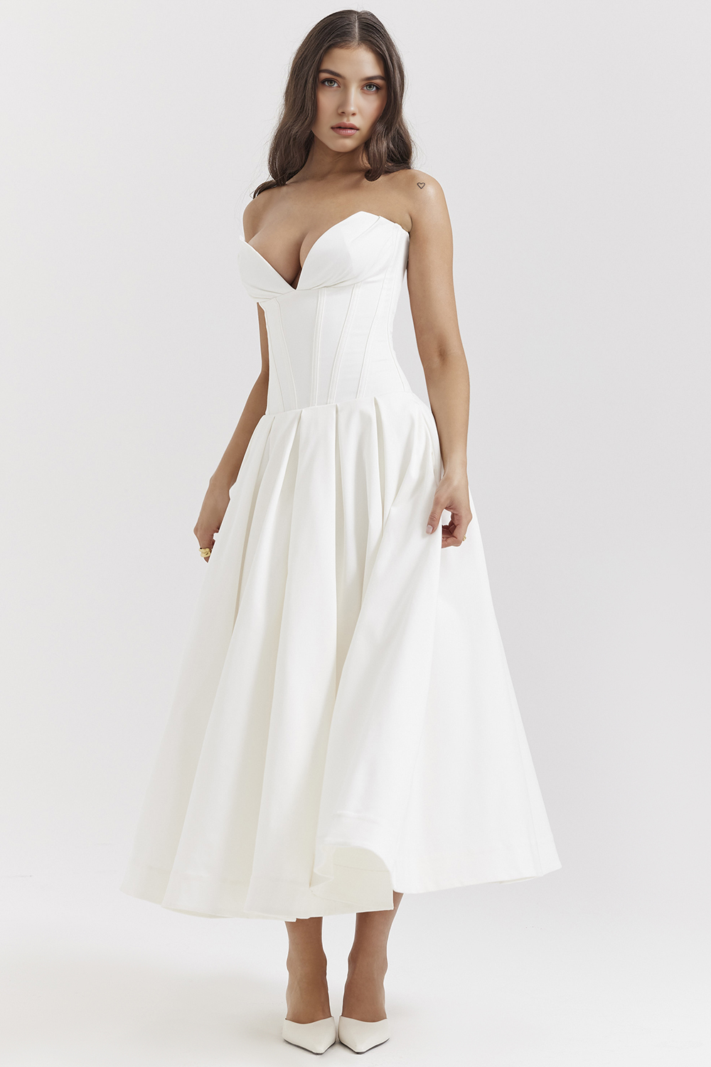 Women's Shaping Corset Midi Party Dress Sweetheart Waist-Cinching Wedding Graduation Formal – Taylor