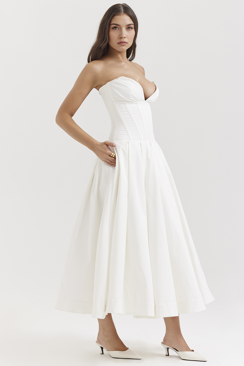 Women's Shaping Corset Midi Party Dress Sweetheart Waist-Cinching Wedding Graduation Formal – Taylor