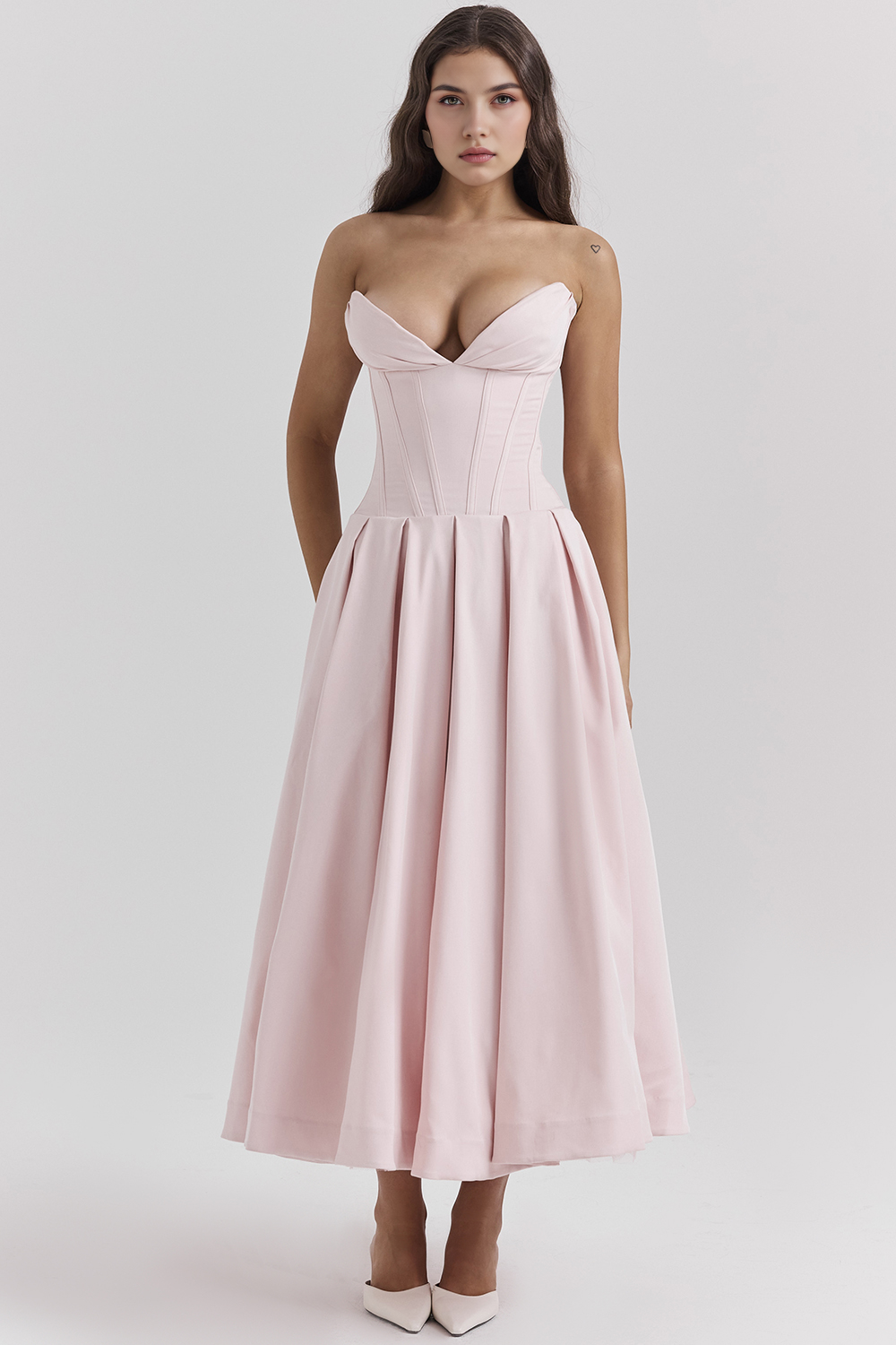 Women's Shaping Corset Midi Party Dress Sweetheart Waist-Cinching Wedding Graduation Formal – Taylor