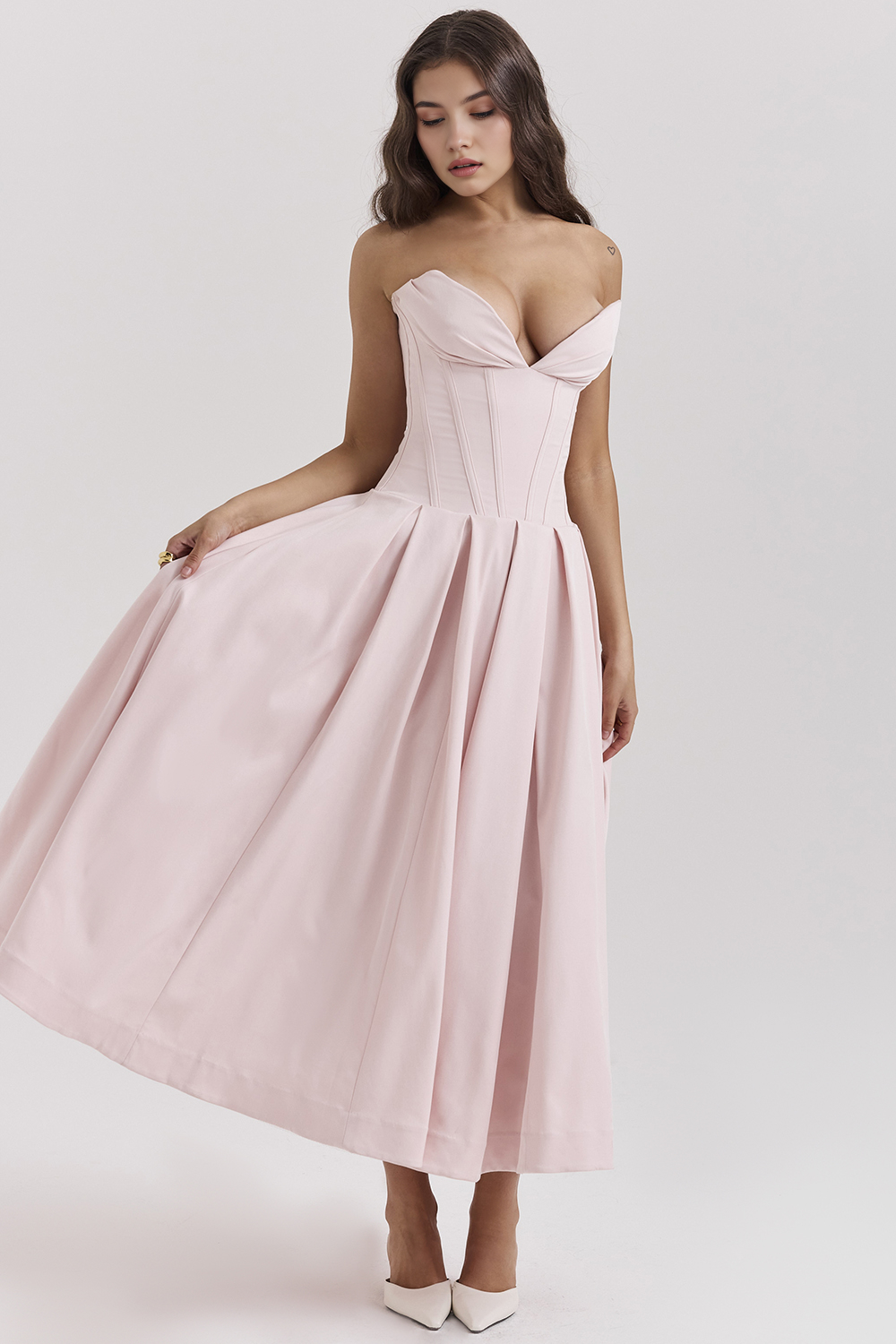 Women's Shaping Corset Midi Party Dress Sweetheart Waist-Cinching Wedding Graduation Formal – Taylor
