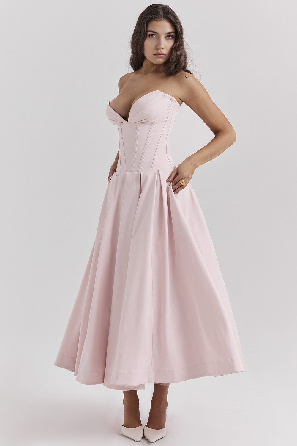 Women's Shaping Corset Midi Party Dress Sweetheart Waist-Cinching Wedding Graduation Formal – Taylor