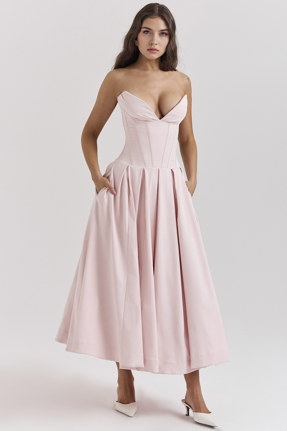 Women's Shaping Corset Midi Party Dress Sweetheart Waist-Cinching Wedding Graduation Formal – Taylor