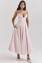 Women's Shaping Corset Midi Party Dress Sweetheart Waist-Cinching Wedding Graduation Formal – Taylor
