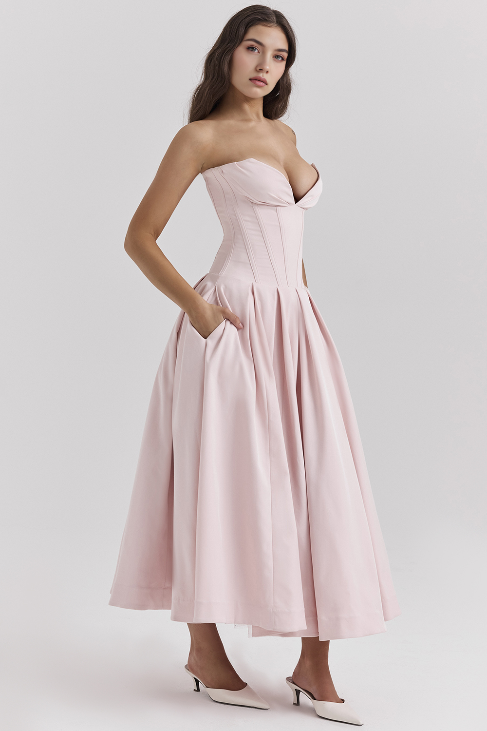 Women's Shaping Corset Midi Party Dress Sweetheart Waist-Cinching Wedding Graduation Formal – Taylor